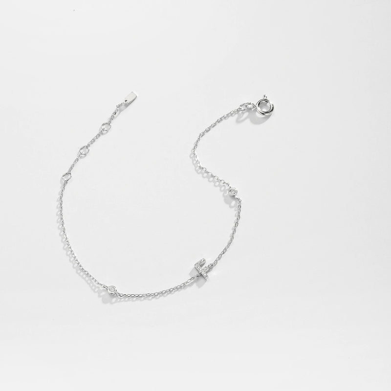 Silver Zircon Initial Bracelet – A Personalized Touch of Elegance