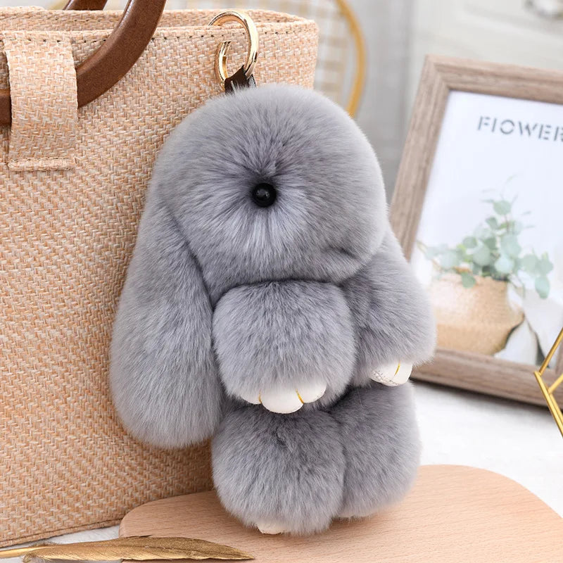 Misty Bunny – Soft Grey Fluffy Bunny Keychain Plush