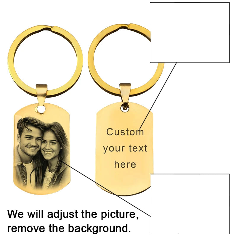 Custom Gold Engraved Photo Keychain – Add Your Image & Text for a Truly Personal Gift