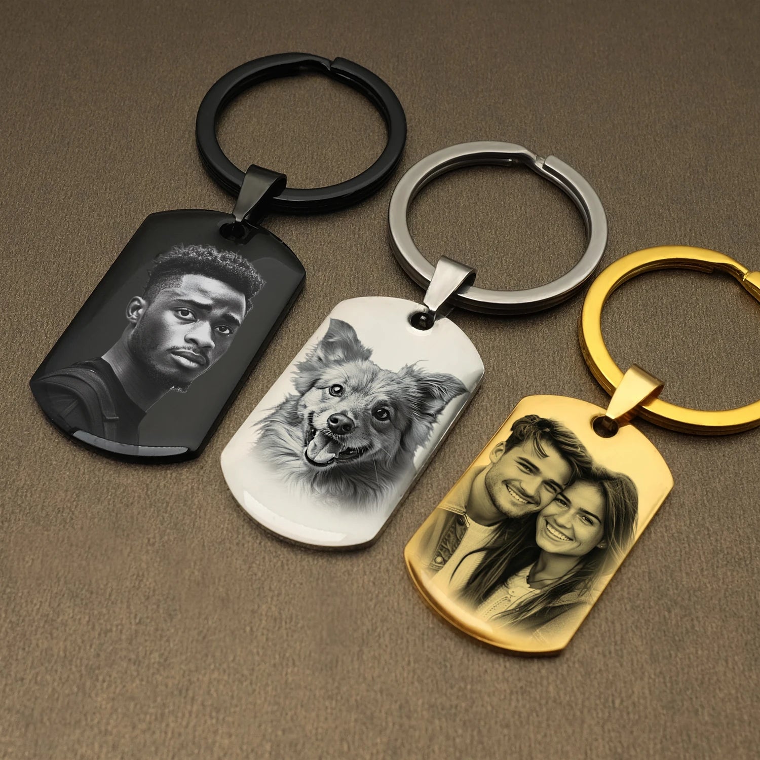 Custom Gold Engraved Photo Keychain – Add Your Image & Text for a Truly Personal Gift