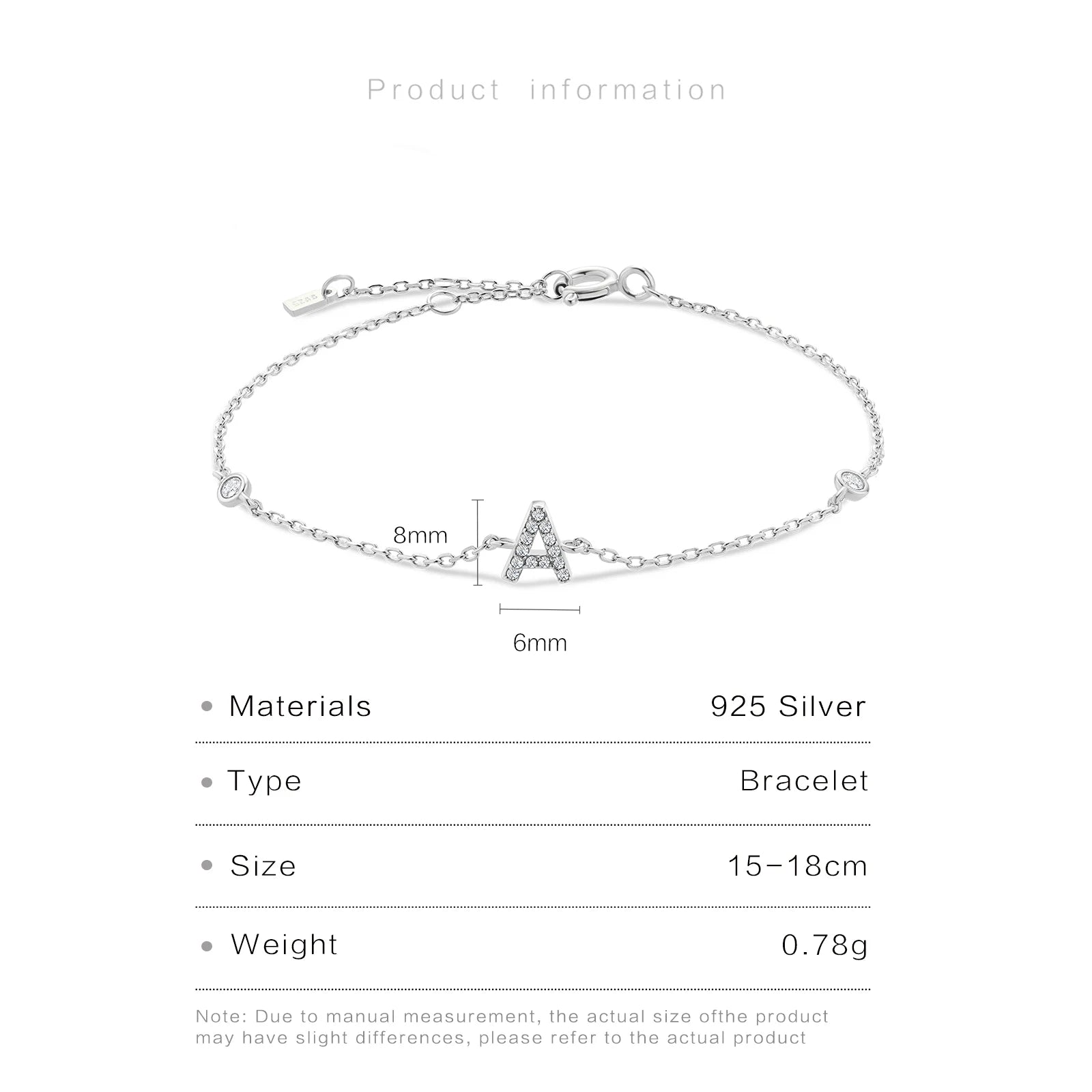 Silver Zircon Initial Bracelet – A Personalized Touch of Elegance