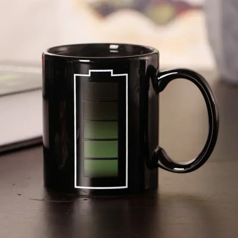 Power-Up Mug – Battery Level Thermochromic Heat-Sensitive Coffee Cup